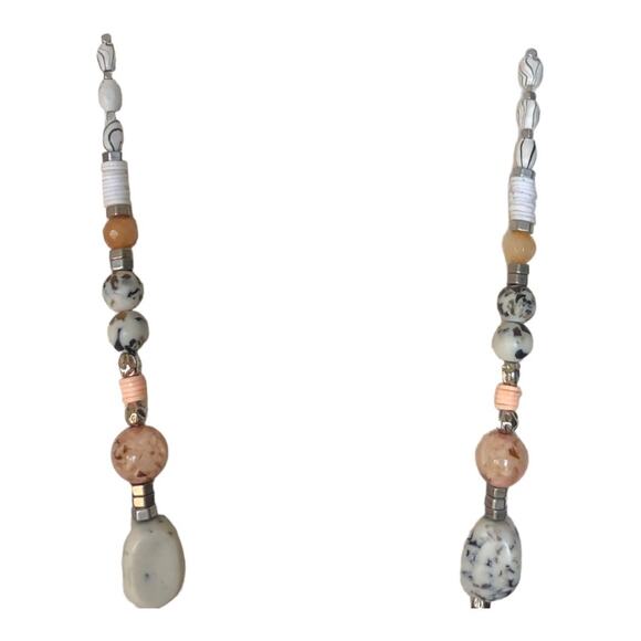 Linda For Chicos Neutral Speckled Multi Shape Beaded Single Strand Necklace - Picture 10 of 11